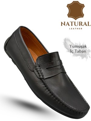 Sermoda Erkek Loafer - Hakiki Deri Rok Loafer Erkek Ayakkabı Siyah