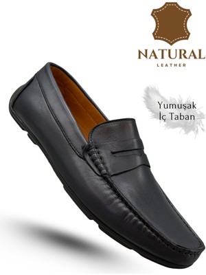 Sermoda Erkek Loafer - Hakiki Deri Rok Loafer Erkek Ayakkabı Lacivert