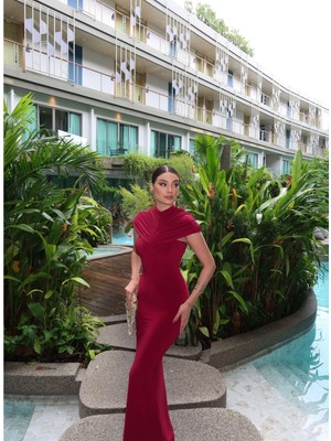 Esra Helvacı Eh Collection Drape Yaka Maxi Elbise
