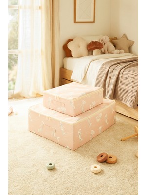 Ocean Home Textile 2'li Çocuk Odası Deniz Kızı Destekli Kutu Hurç Set 31 x 38 x 12 + 45 x 55 x 18 cm
