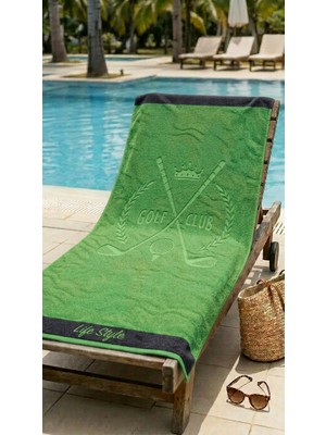 Obje Yeşil Golf Desen Plaj Havlusu