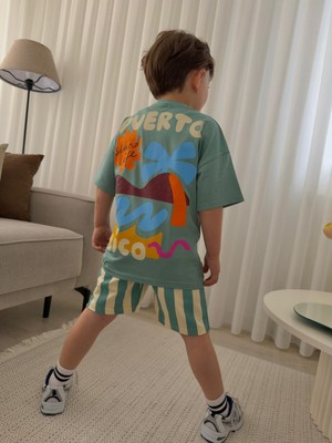 Aselin Kids Erkek Çocuk Porto Rico Yaz Teması Baskılı Şortlu Yazlık Takım