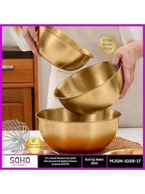 Mestore 2'li Gold Paslanmaz Çelik Karıştırma ve Salatalık Kase