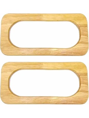 İğne İzi Ahşap Çanta Sapı Bej – 16.5x9.5 cm Dıy El Yapımı Çanta Kulpu (2 Adet)