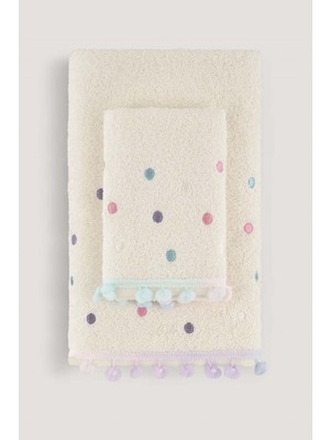 Arliva Batik Ponpon Nakışlı Havlu Ekru-Renkli 50X85