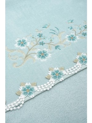 Arliva Sakura Kadife Nakışlı Çeyiz Havlusu Mint 30X50