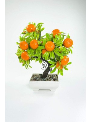 Royaleks Group Dekor Ağaç Portakal Ağacı Saksılı Dekoratif Ağaç Biblo 24X13 cm