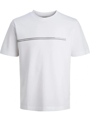 Jack & Jones Jcofusıon Chest Brand Tee Ss Crew Bright White 12289936-BR