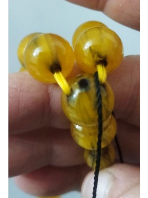 Zenaatkar 12,5mm Usta Mühürlü Hareli Sıkma Kehribar Tesbih