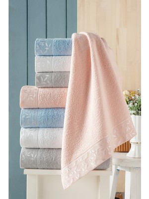 Arliva Yaprak Bukle Jakarlı 2'li Kutulu Set Mavi 50X85/70X140