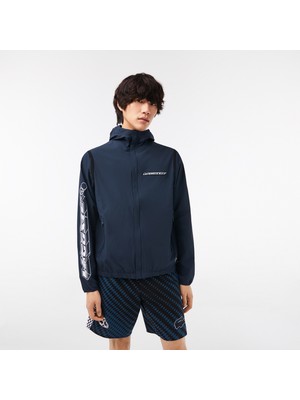 Lacoste Active Erkek Regular Fit Kapüşonlu Baskılı Lacivert Mont