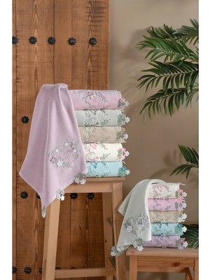 Arliva Yasemin Kadife Nakışlı Çeyiz Havlusu Mint 50X85