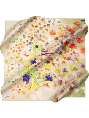 Aker Yeşil 90X90 Ipek Krep Saten Eşarp