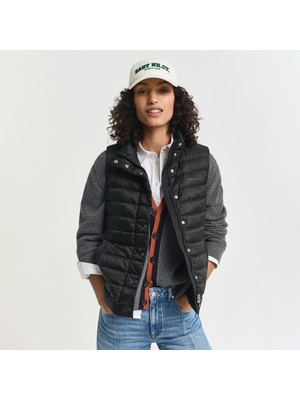 Gant Kadın Siyah Regular Fit Dik Yaka Kaz Tüyü Yelek