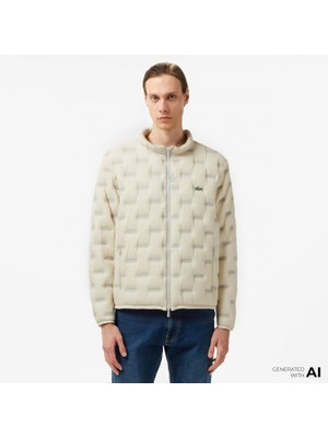 Lacoste Erkek Kapüşonlu Kapitone Açık Gri Mont