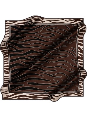Aker Kahverengi 100X100 Ipek Krep Saten Eşarp