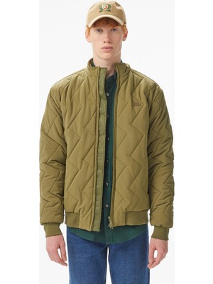 Lacoste Erkek Dik Yaka Kapitone Yeşil Mont