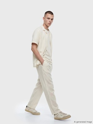 LC Waikiki Ekru Loose Fit Erkek Müslin Pantolon