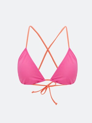 LC Waikiki Pembe Düz Çıkarılabilir Pedli Kadın Bikini Üst