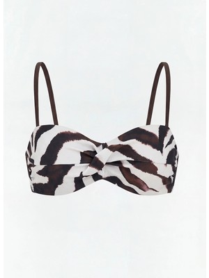 LC Waikiki Kahverengi Zebra Desenli Kadın Bikini Üstü