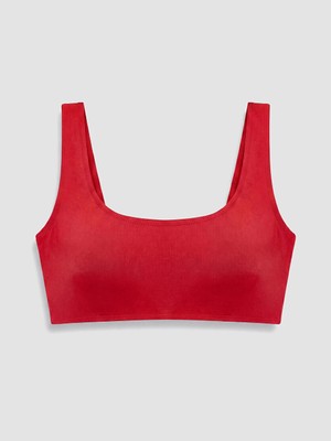 LC Waikiki Kırmızı Düz Çıkarılabilir Pedli Kadın Bikini Üst