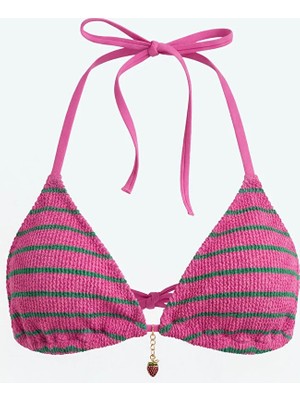 LC Waikiki Pembe Çizgili Çıkarılabilir Pedli Kadın Bikini Üst