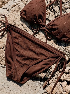 LC Waikiki Kahverengi Taşlı Yanlardan Bağlamalı Kadın Bikini Altı