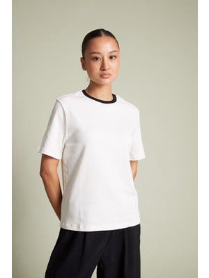 Avrile Pamuklu Kısa Kollu Kontrast Bisiklet Yaka T-Shirt