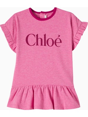 Chloe Chloé Kids Logolu Pembe Kız Bebek Pamuklu Elbise