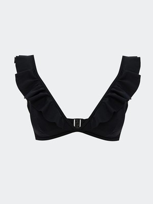 LC Waikiki Siyah Düz Çıkarılabilir Pedli Kadın Bikini Üst