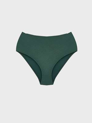 LC Waikiki Yeşil Yüksek Bel Kendinden Desenli Kadın Bikini Alt