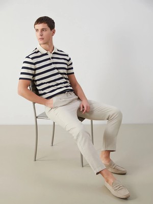 LC Waikiki Bej Standart Kalıp Keten Görünümlü Erkek Pileli Pantolon
