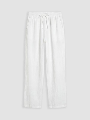 LC Waikiki Beyaz Loose Fit Erkek Müslin Pantolon