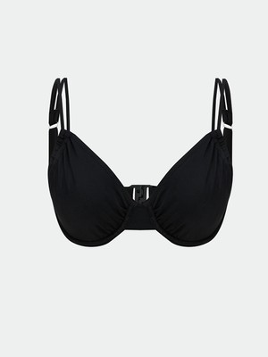 LC Waikiki Siyah Düz Ayarlanabilir Askılı Kadın Bikini Üst
