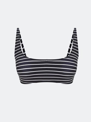 LC Waikiki Siyah Çizgili Çıkarılabilir Pedli Kadın Bikini Üst