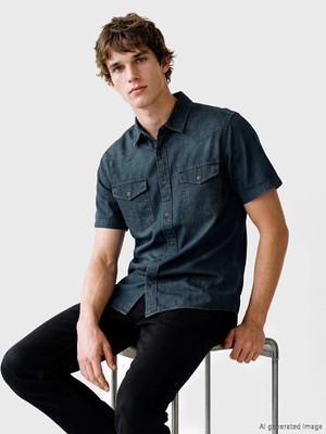 LC Waikiki Indigo Regular Fit Erkek Jean Gömlek
