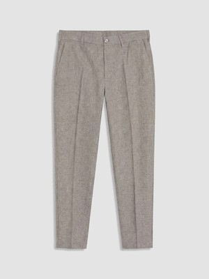 LC Waikiki Kahverengi Regular Fit Keten Karışımlı Erkek Pantolon