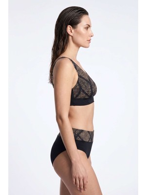Obje Kadın Siyah Desen Bikini Takım