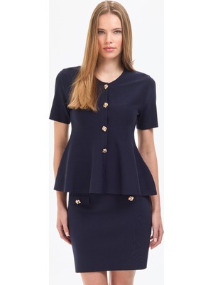 Pierre Cardin Kadın Lacivert Slim Fit Triko Hırka 50324052-VR033