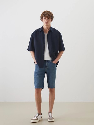 LC Waikiki Indigo Standart Kalıp Erkek Jean Şort