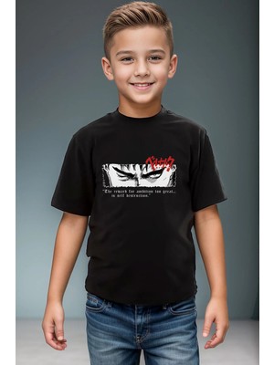 Widi Berserk Anime Manga Baskılı %100 Pamuk Erkek Çocuk Kız Çocuk Yüksek Kaliteli Premium Siyah T-Shirt
