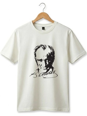Widi Unisex 23 Nisan Mustafa Kemal Atatürk Baskılı %100 Pamuk Bisiklet Yaka Kısa Kol Çocuk T-Shirt