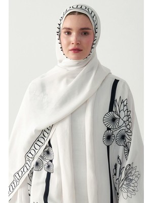 Ekru Carell Desert C Monogram Floş Şal