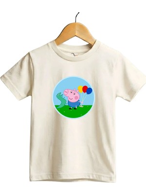 Widi Domuz ve Dinazor Baskılı Regular Fit %100 Pamuk Kısa Kollu Çocuk T-Shirt