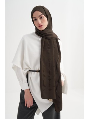 Acı Kahve Haki Carell Monogram Desen Rina Floş Jakar Şal