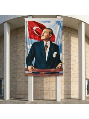 Istikbal Göklerdedir Mustafa Kemal Atatürk-Ay Yıldız Poster Poster Bayrak Premium Raşel Kumaş ATA33 2X3M