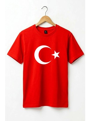 Widi Unisex Türkiye Ay Yıldız Bayrak Baskılı Regular Fit %100 Pamuk Bisiklet Yaka Kısa Kol Çocuk T-Shirt