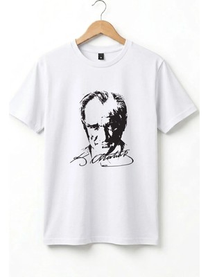 Widi Unisex 23 Nisan Mustafa Kemal Atatürk Baskılı %100 Pamuk Bisiklet Yaka Kısa Kol Çocuk T-Shirt