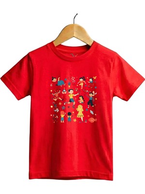 Widi Eğlenceli Çocuk Illüstrasyonlu Regular Fit %100 Pamuk Kısa Kollu Çocuk T-Shirt