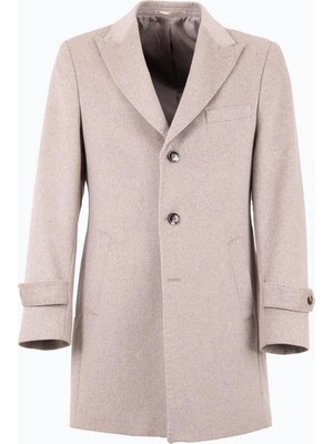 HC MEN CLASSIC Erkek Bej Yün Modern Fit Kaban
